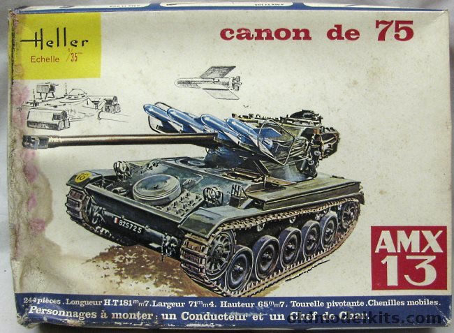 Heller 1/35 AMX 13 Canon de 75 Tank Destroyer With SS11 Anti-Tank Guided Missiles, 784 plastic model kit